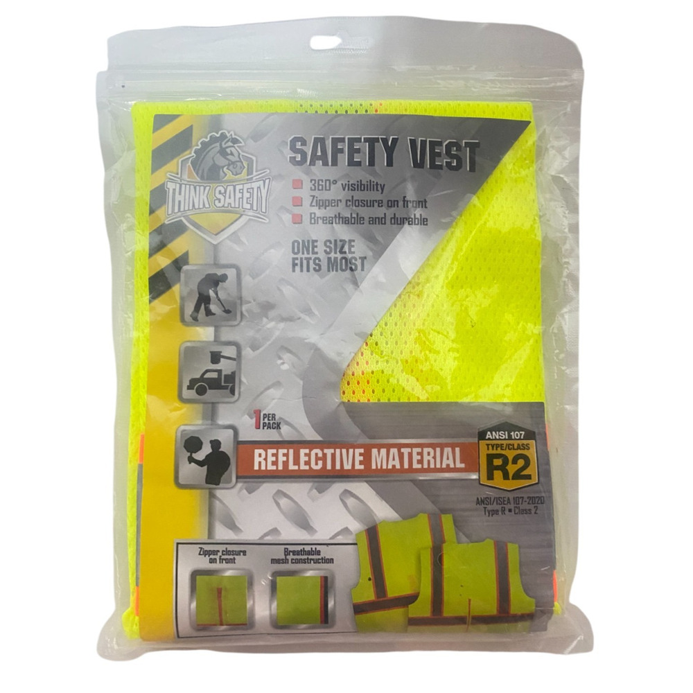 Bunzl Think Safety Safety Vest One Size Fits Most ANSI 107 Class 2 Type R